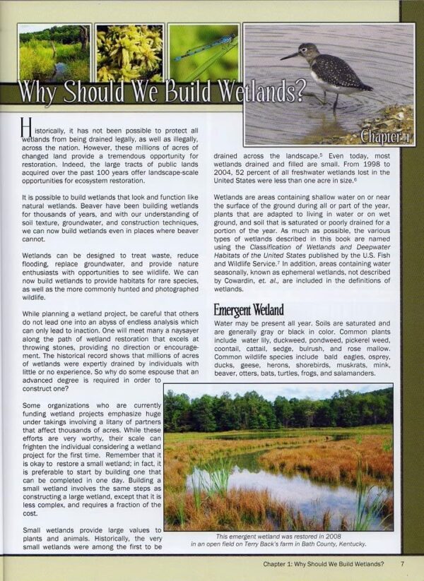 Wetland Restoration and Construction Book Tom Biebighauser Why