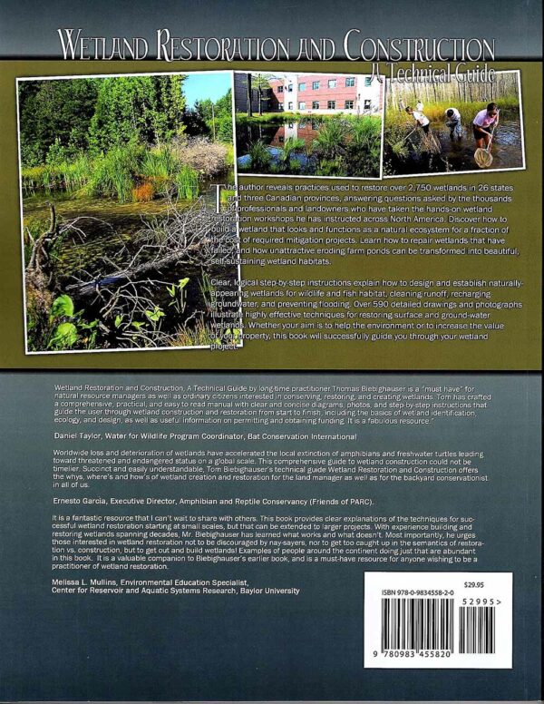 Wetland Restoration and Construction Book Tom Biebighauser back 1000